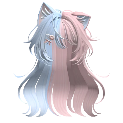 Pink&Blue Anime Cat Hair