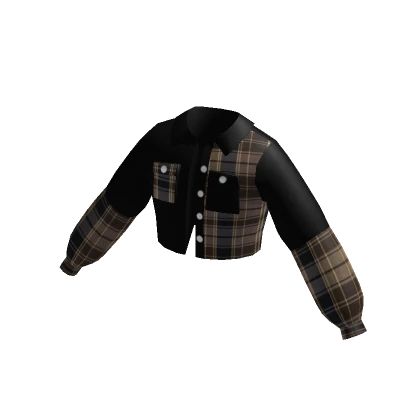 Y2K Cropped Plaid Panel Jacket