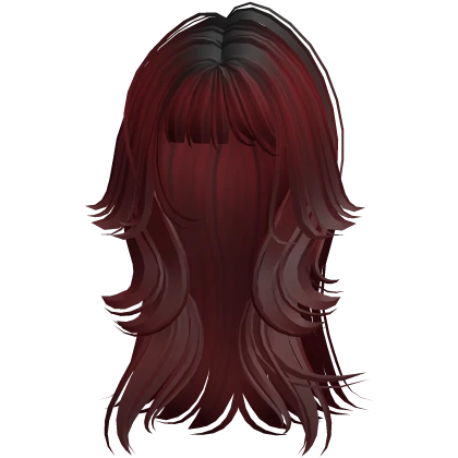 Long Grunge Messy Punk Wolfcut Hair (Dark Red)