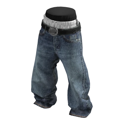 💗 TRIPLE LAYERED SAGGING JEANS_ASHBLUE