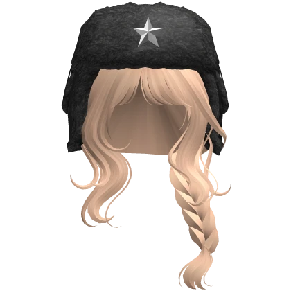 Blonde Wavy Braid w/ Black Ushanka