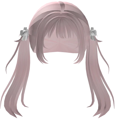♡ cutecore long pigtails w/ bunny hairclips pink
