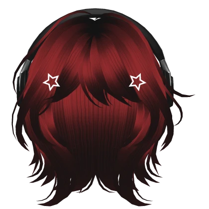Crimson Short Wolf Cut Hair with Headphones