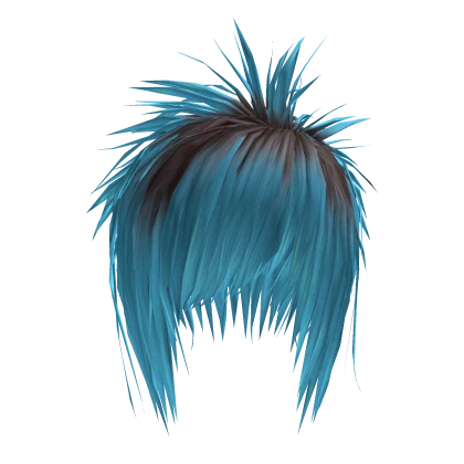 Short Messy Spiked Hair (Brown/Cyan)