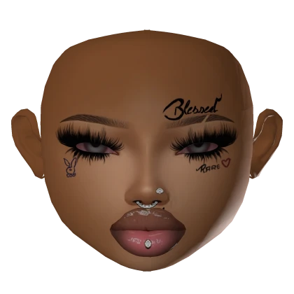 Gang Baddie Latina Mesh Makeup Glossy lips lashes