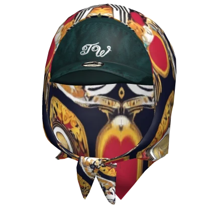 y2k Fashion Bandana and Cap Luxury Print Green Red