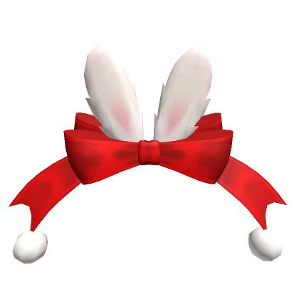 Christmas Fluffy Bunny HeadBow Red