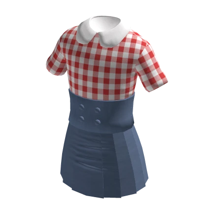 High-waisted seam dress : Red checker