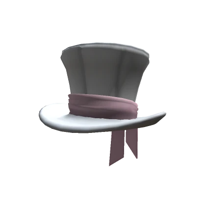 White Top hat with Pink Ribbon 