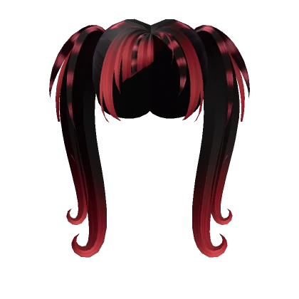 Black Red Scene Emo Raccoon Two pigtails hair