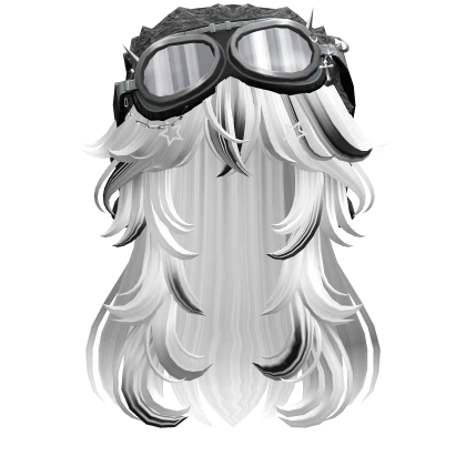 White & Black Long Hair w/ Y2K Goggles Ushanka