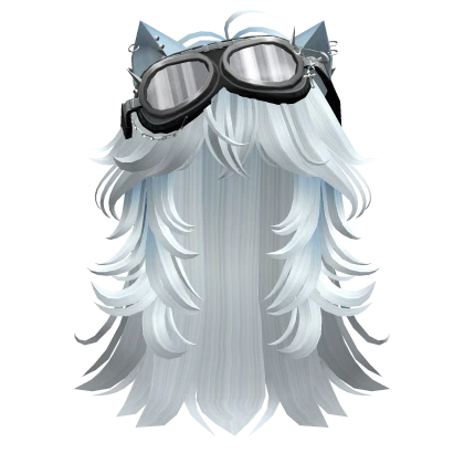 Light Blue Anime cat hair w/ Y2K Goggles