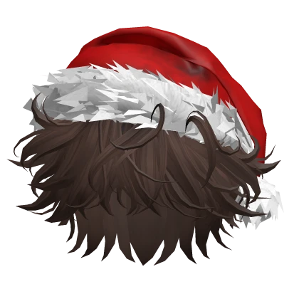Brown Messy Hair w/ Christmas Santa Hat