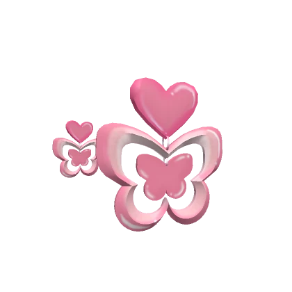 Butterfly Heart Earrings Pink