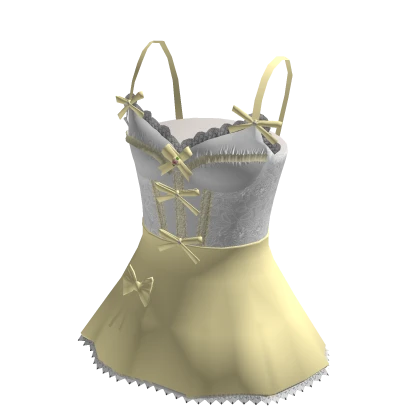 Yellow and White Lacey Corset Dress with Bows