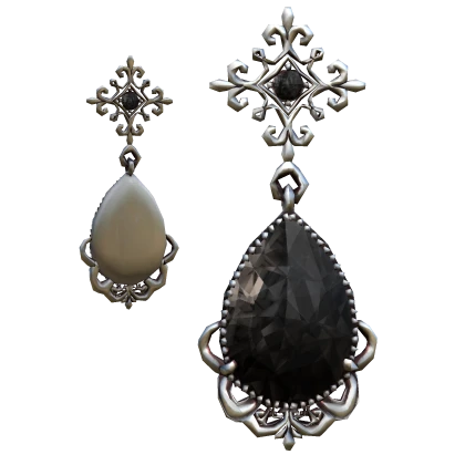 Onyx Victorian Y2K Goth Silver Earrings