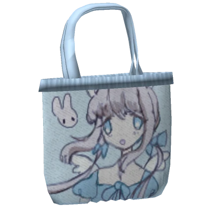 [3.0] cute bunny angel girl tote bag white blue