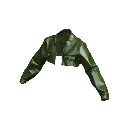 ʚ♡ɞ Green Cropped Leather Jacket