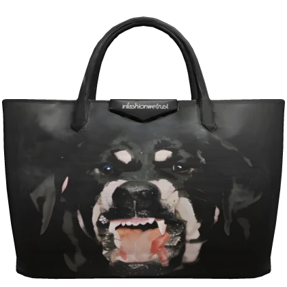Black Leather Graphic Tote Bag