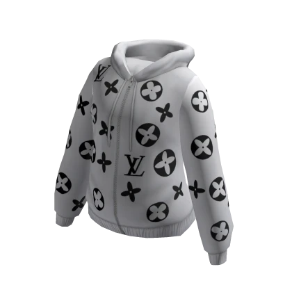 White lv zip up hoodie