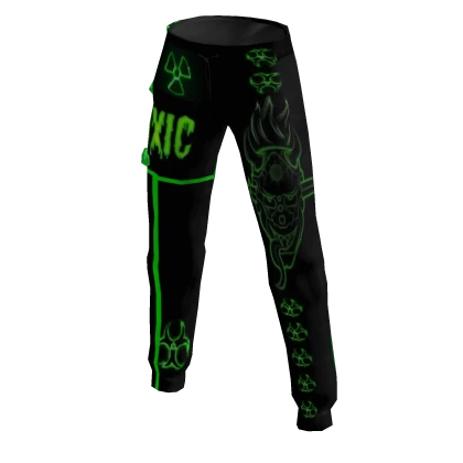 TOXIC GREEN BLACK PANTS Y2K