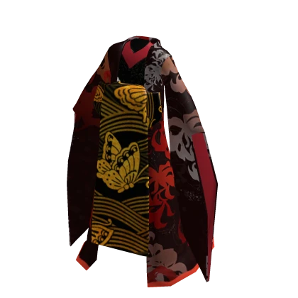 Oiran-style kimono black