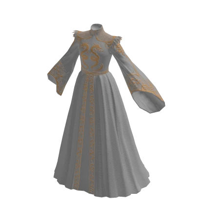 White and gold dragon empress dress