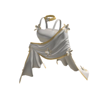 White & Gold Goddess Halter Crop Top & Scarf