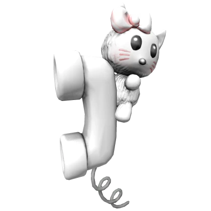 White Cutesy Kitty Head Companion With Phone