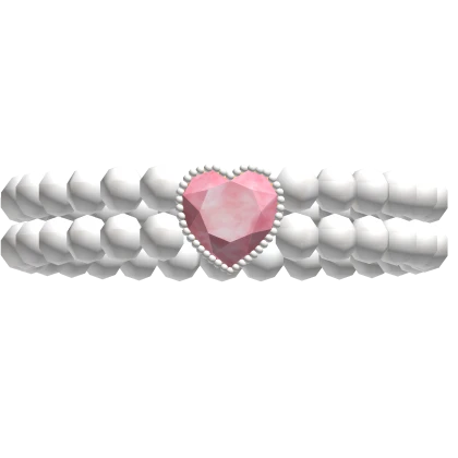 Cute Pink Heart Pearl Choker