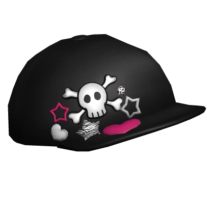 Scene Emo Skull Harajuku Tilted Cap in Pink