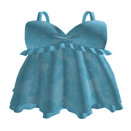 💙 Preppy Blue Hibiscus Summer Dress