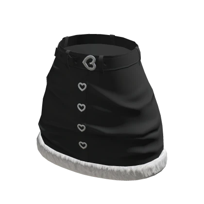 Fur Trim Skirt - Black