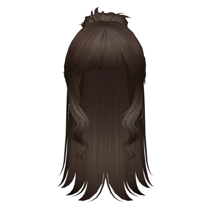 long silky half-up bun hairstyle (dark brown)