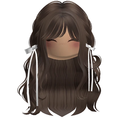 Wispy Brown Braided Hair W/ Bows & Blush Makeup