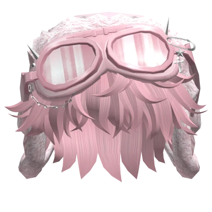 Pink Cool Messy Boy Hair w/ Y2K Goggles Ushanka