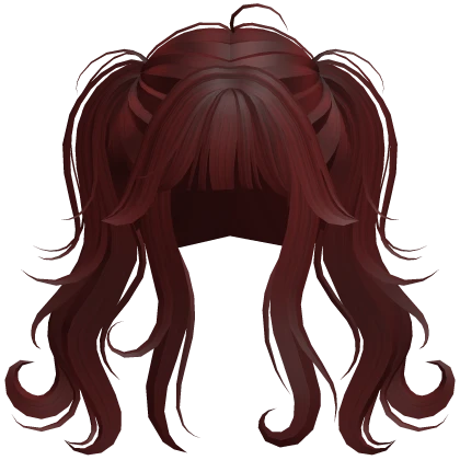 Dark Red Messy pigtails bangs and wavy strands