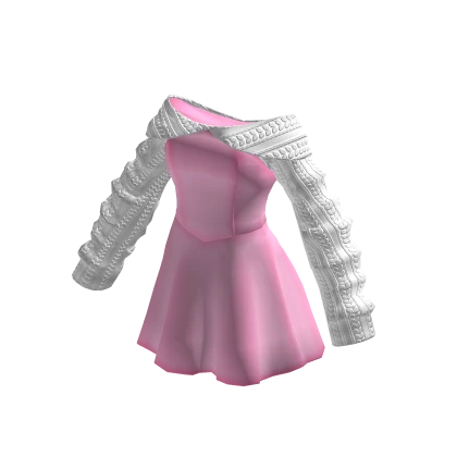 Pink Off Shoulder Knitted Princess Dress