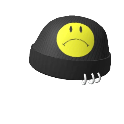 Sad Smiley Beanie (Pierced)