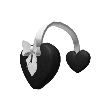 Fluffy Heart Earmuffs Black & White