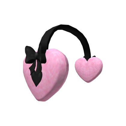 Fluffy Heart Earmuffs Black & Pink