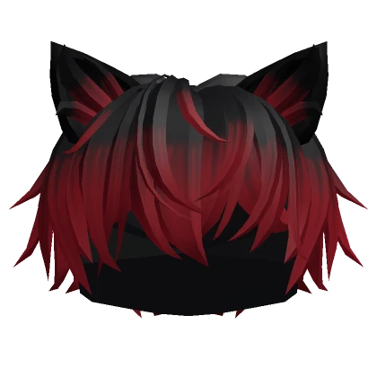 Black to Red Messy Cat Boy Hair