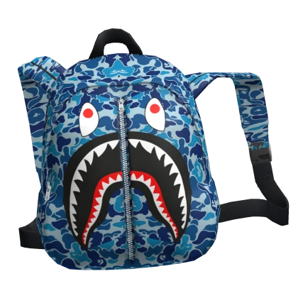 Backpack Blue BAPE Shark Face One Strap Y2K 1.0