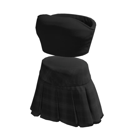 black tube top with pleated skirt outfit