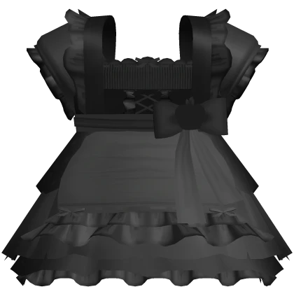 ୨୧ cute big ruffled dress in black