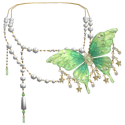 Kim's Green Pearl Butterfly Necklace