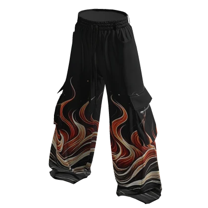 Baggy Pants - Black with Flames