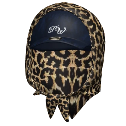 y2k Fashion Bandana + Cap Leopard Print Blue Denim