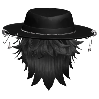 Streaky Grey Wolfcut Pierced Sun Hat Messy Hair