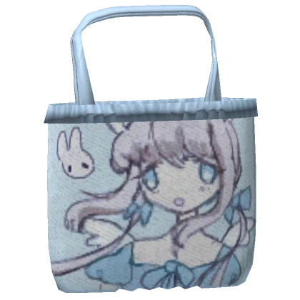 [1.0] cute bunny angel girl tote bag white blue